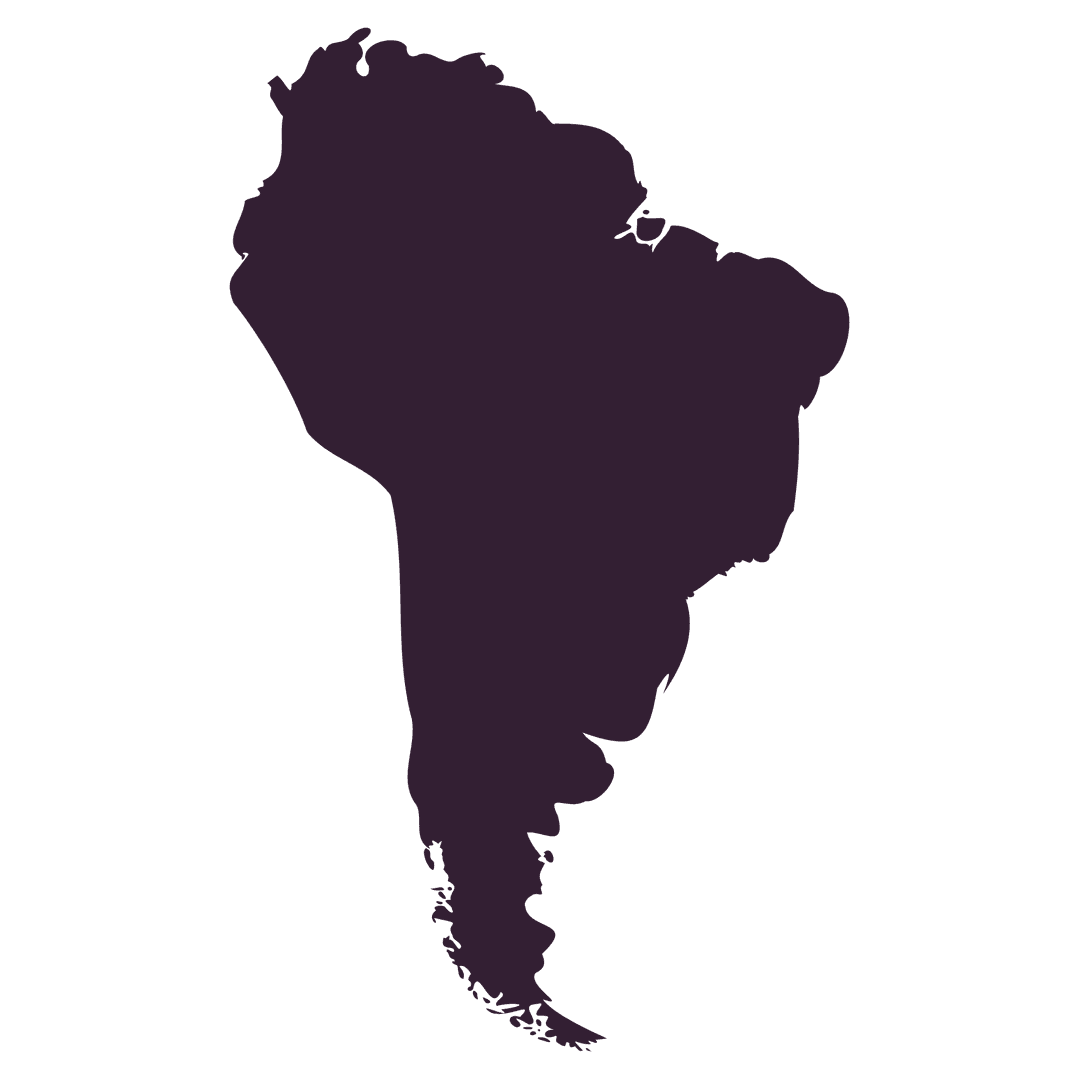 Silhouette map of South America