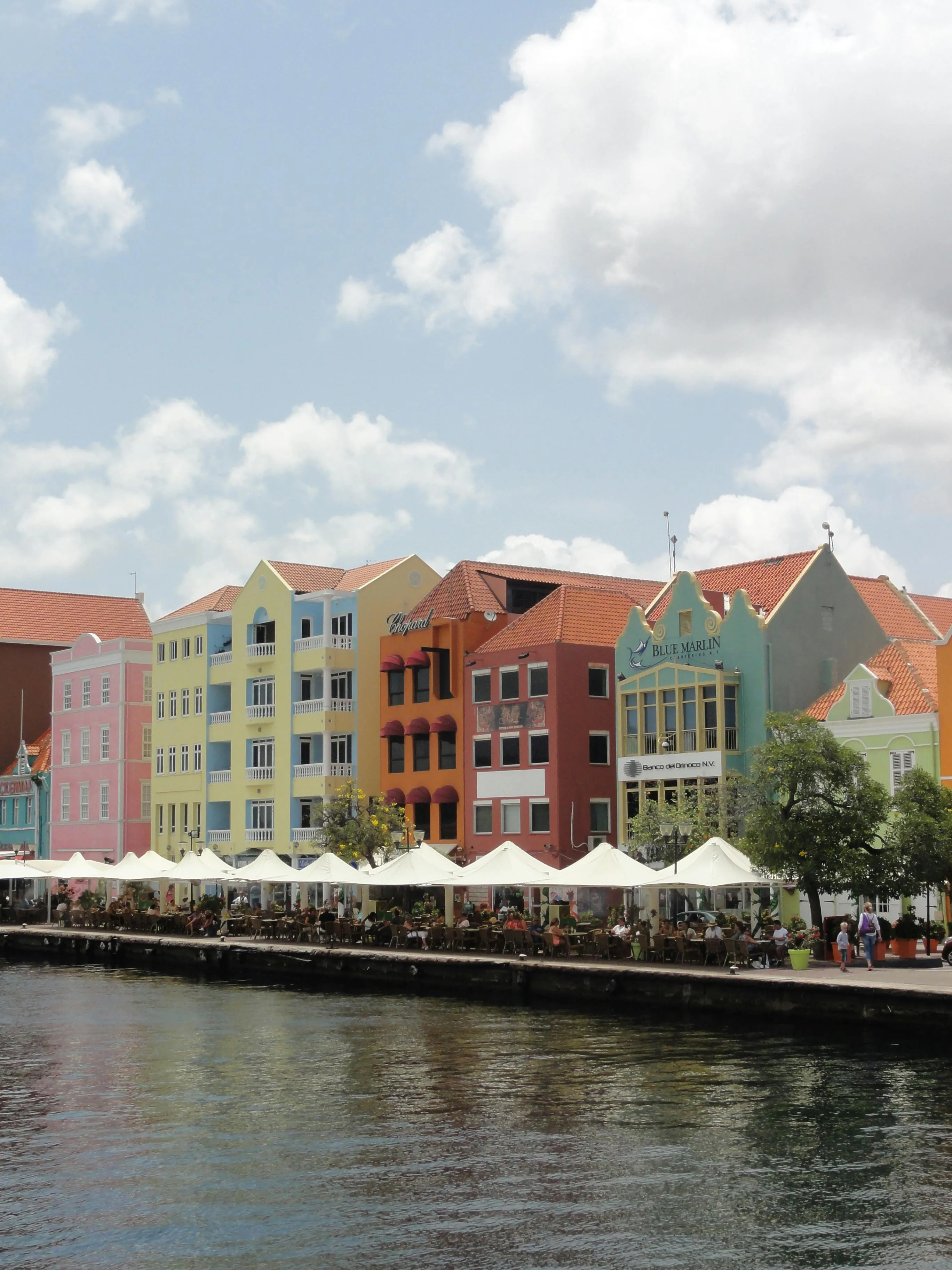Colourful waterfront buildings along Willemstad's harbour, Curacao